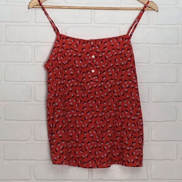 2/40$ GAP liberty floral tank top XS summer top lightweight clothing red orange - Picture 9 of 9